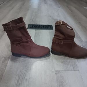 Women Brown Buckle Ankle Boots